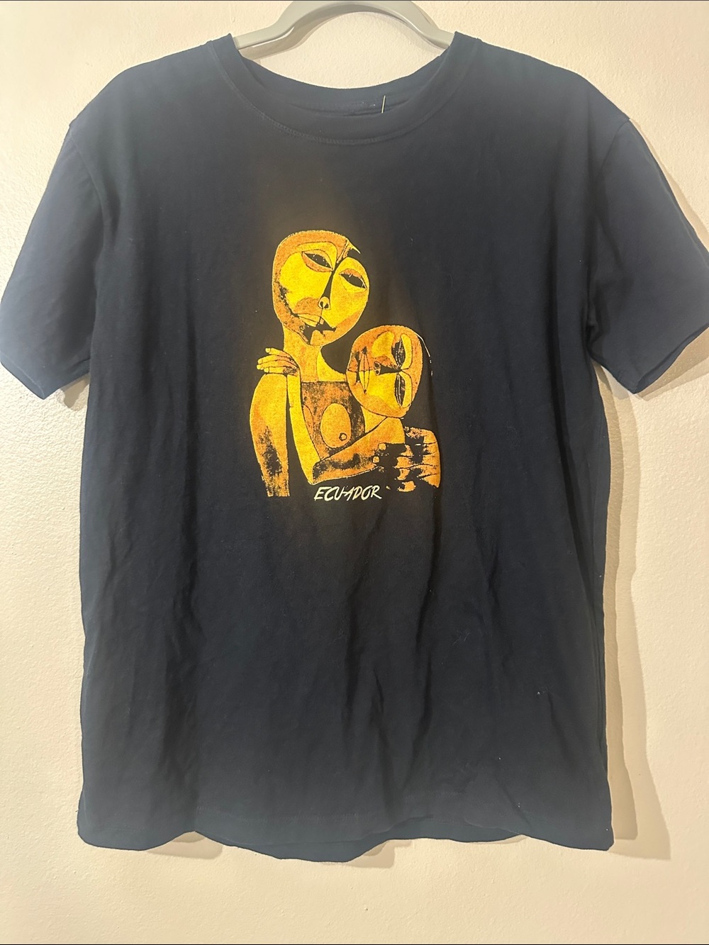 Vintage Oswaldo Guayasamin Art Ecuador 90's Men's Brown Tee Shirt Size S